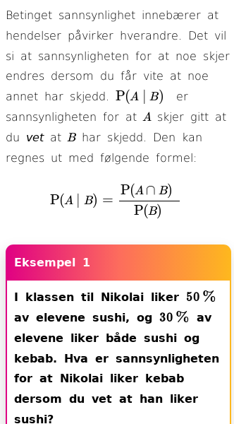 Oppslag om Betinget sannsynlighet