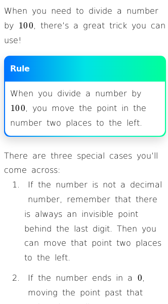 Article on How to Divide by 100