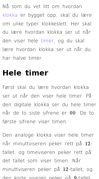 Oppslag om Hele og halve timer