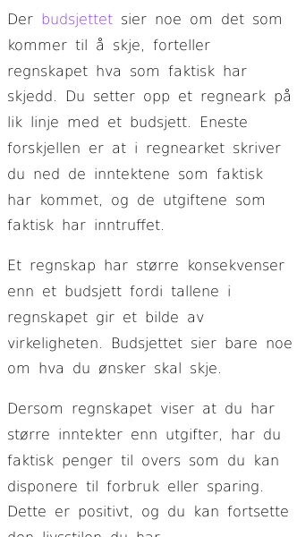 Oppslag om Regnskap (Regneark)