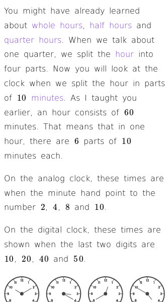 Article on Learning About the Clock (Ten To and Ten Past)
