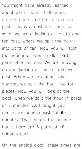 Article on Learning About the Clock (Five To and Five Past)