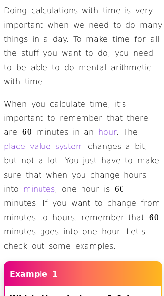 Article on Mental Arithmetic with Time